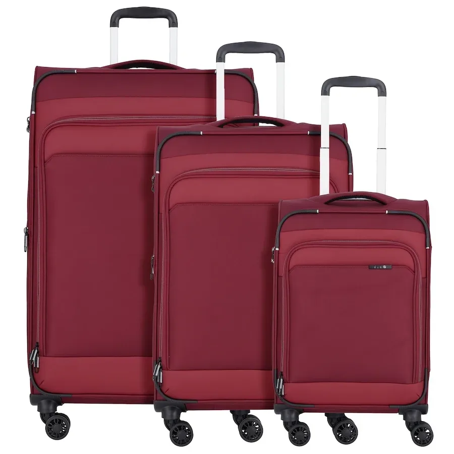 d & n Travel Line 9504 4 Rollen Kofferset 3-teilig mit Dehnfalte Reisetaschen 1 ct Dunkelrot Herren