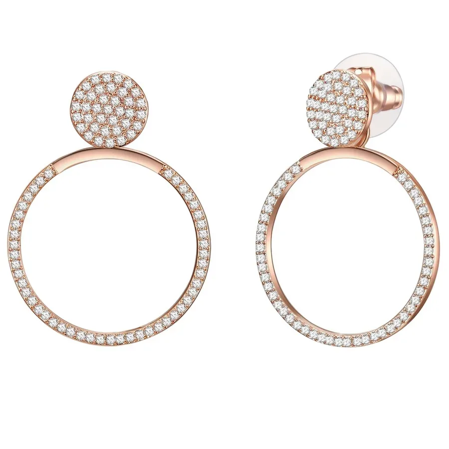 Lulu & Jane Ohrstecker Kreis Messing Zirkonia in Roségold Ohrringe 1 ct Damen
