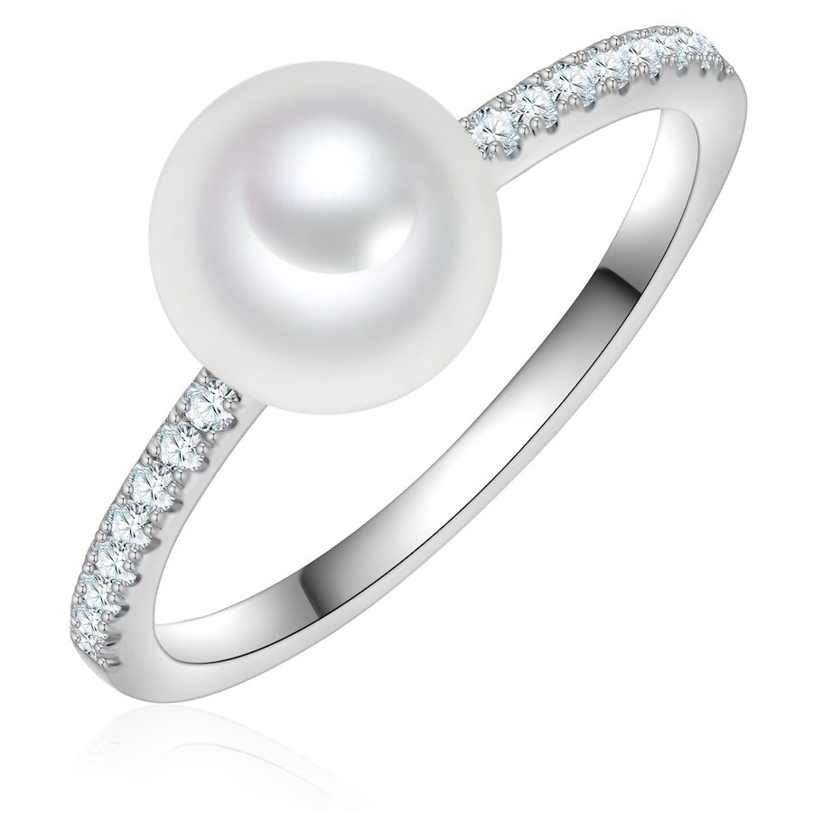 Rafaela Donata Ring aus Sterling Silber in silber mit Zirkonia Muschelkernperle Ringe 1 ct Damen