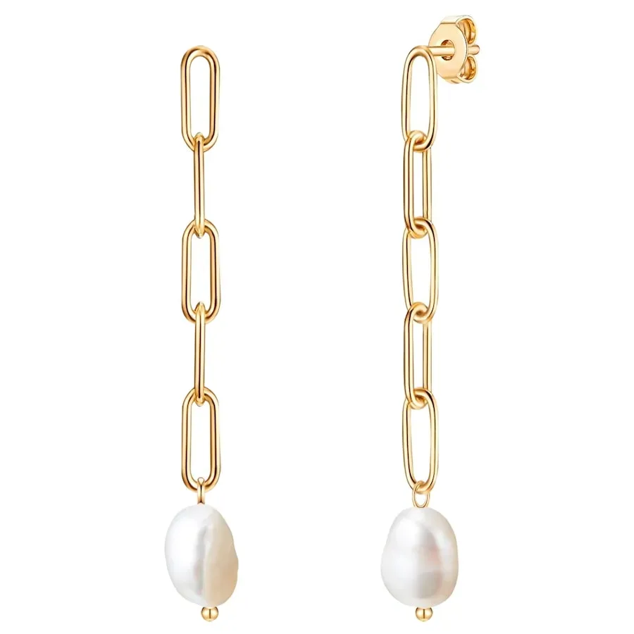 Valero Pearls Ohrhänger Edelstahl Süßwasser-Zuchtperle in Gelbgold Ohrringe 1 ct Damen