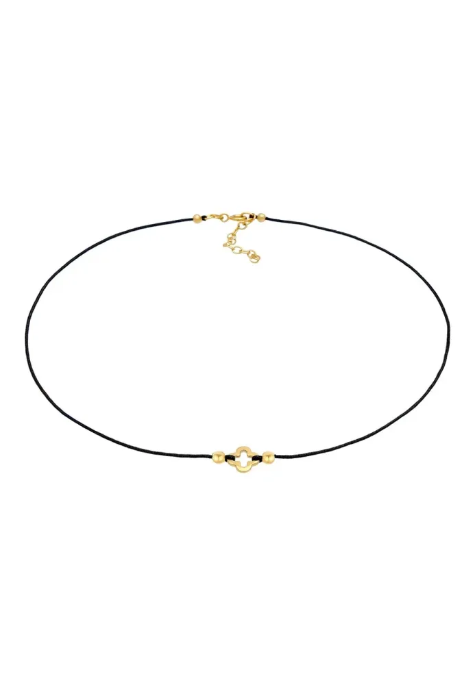 Elli Choker Nylon Kleeblatt Glück Bead 925 Silber Ketten 1 ct Damen