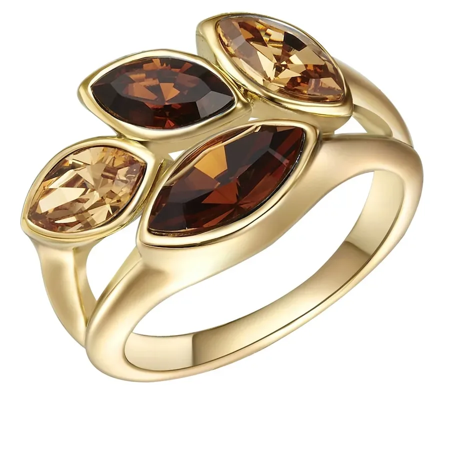 Lulu & Jane Ring aus Metall-Legierung in gelbgold mit verziert mit Kristallen von Swarovski® Ringe 1 ct Damen