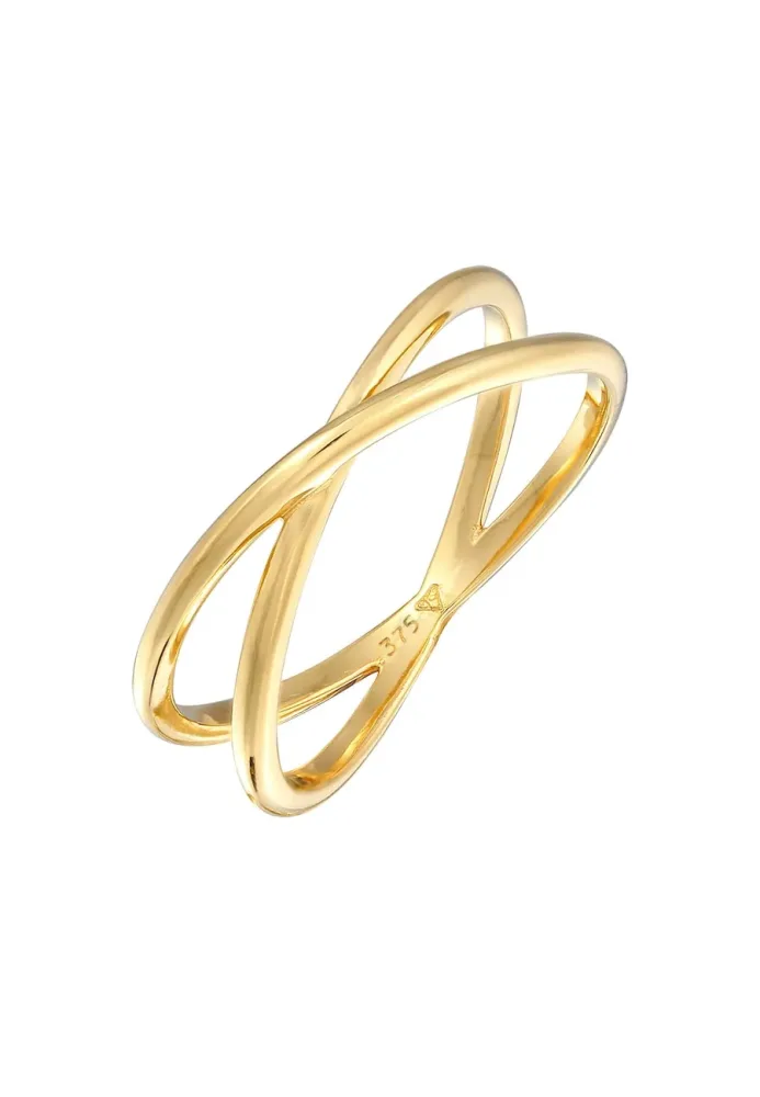 Elli PREMIUM X Kreuz Wickelring 375 Gelbgold Ringe 1 ct Damen