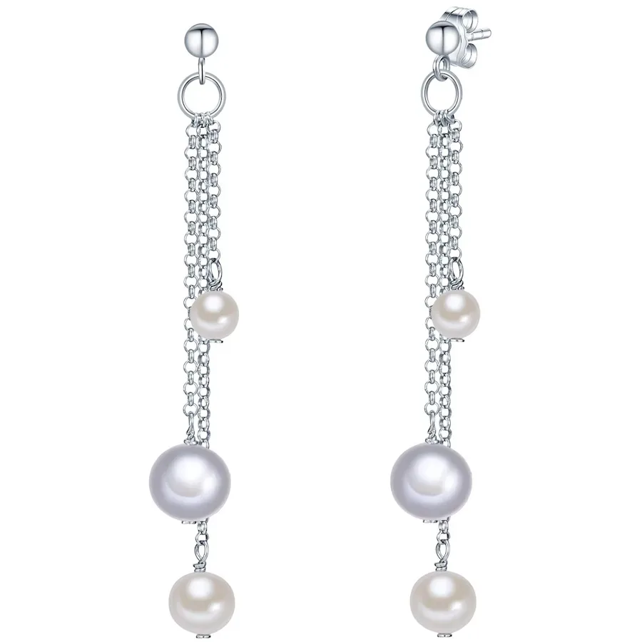 Valero Pearls Perlen-Ohrhänger aus Sterling Silber in silber mit Süßwasser-Zuchtperle Ohrringe 1 ct Damen