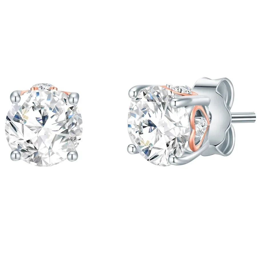 Trilani Ohrstecker Unendlichkeitszeichen Sterling Silber Zirkonia in Silber/Gelbgold Ohrringe 1 ct Damen