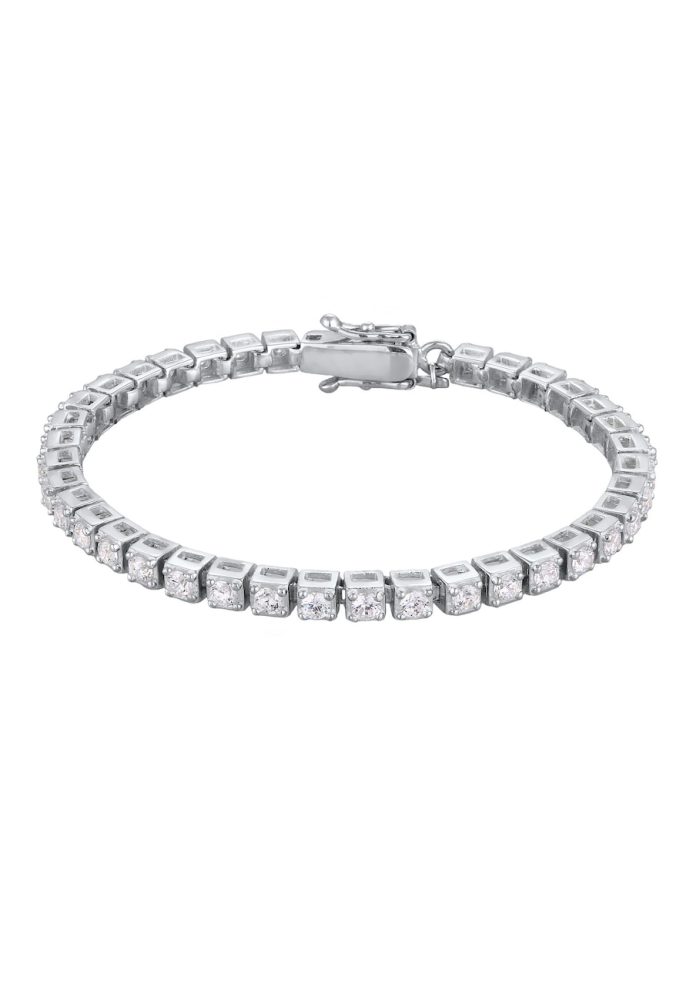 KUZZOI Tennisarmband Zirkonia Weiß 925 Sterling Silber Armbänder & Armreife 1 ct Herren