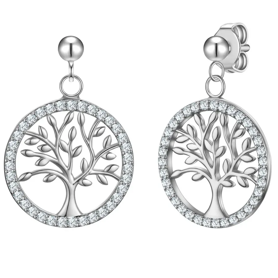 Rafaela Donata Ohrhänger Lebensbaum aus Sterling Silber in Silber mit Zirkonia Ohrringe 1 ct Damen