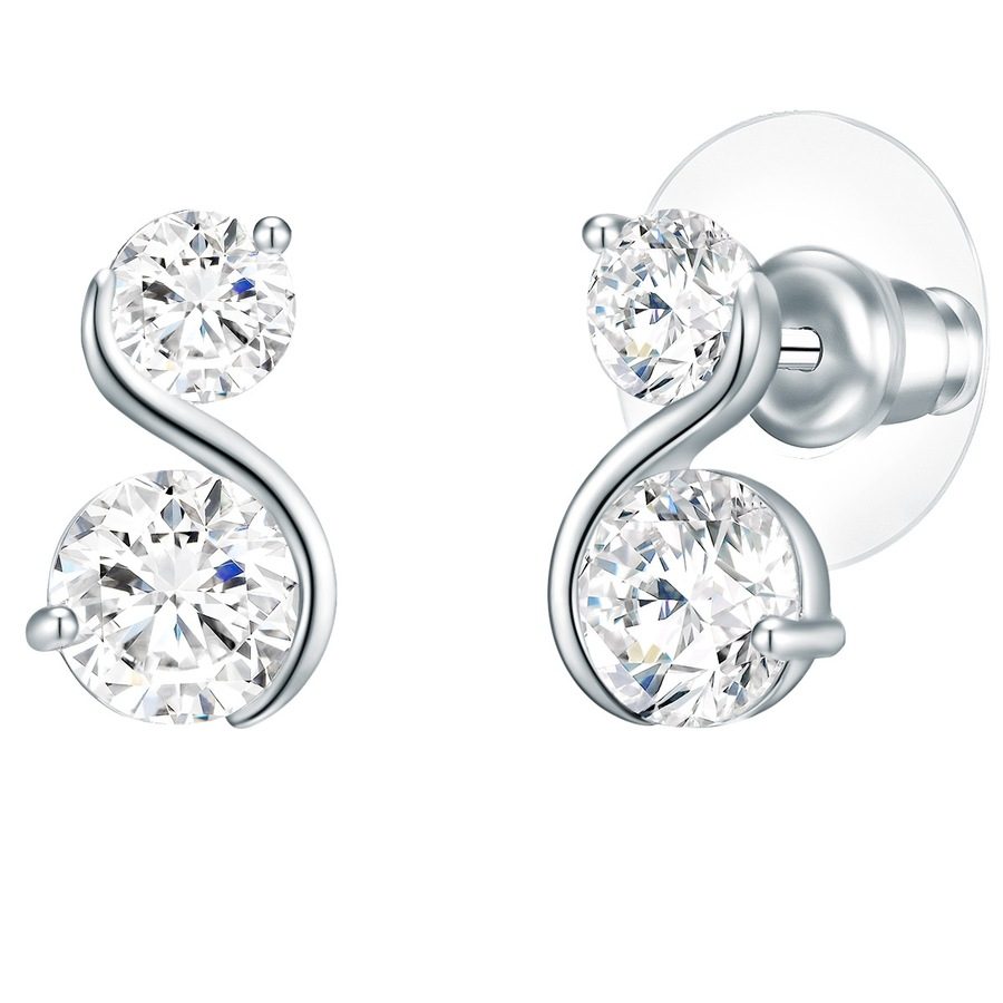 Lulu & Jane Ohrstecker Metall-Legierung Zirkonia in Silber Ohrringe 1 ct Damen