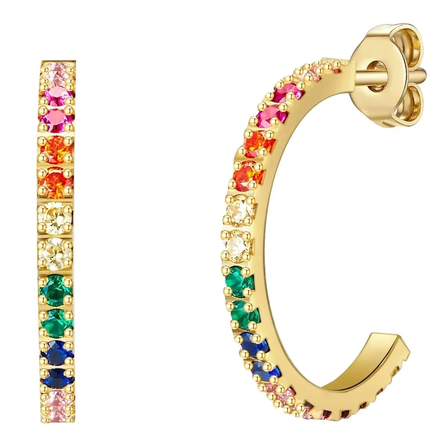 EASTSIDE Creolen Edelstahl Zirkonia in Gelbgold Ohrringe 1 ct Damen