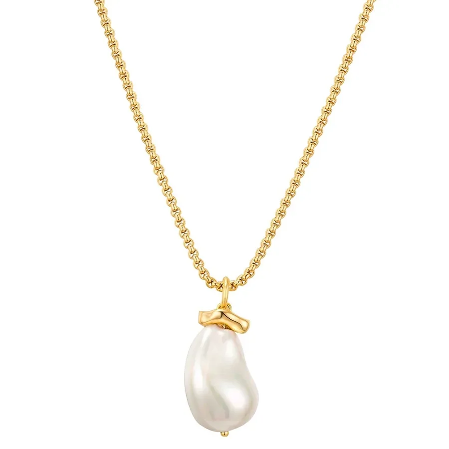 Yokoamii Halskette Metall Muschelkernperle in Gelbgold Ketten 1 ct Damen