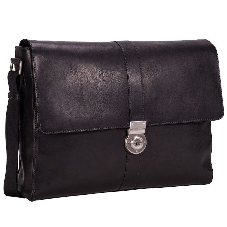 Leonhard Heyden Bergamo Messenger Leder 38 cm Laptopfach Laptoptaschen 1 ct Schwarz Herren