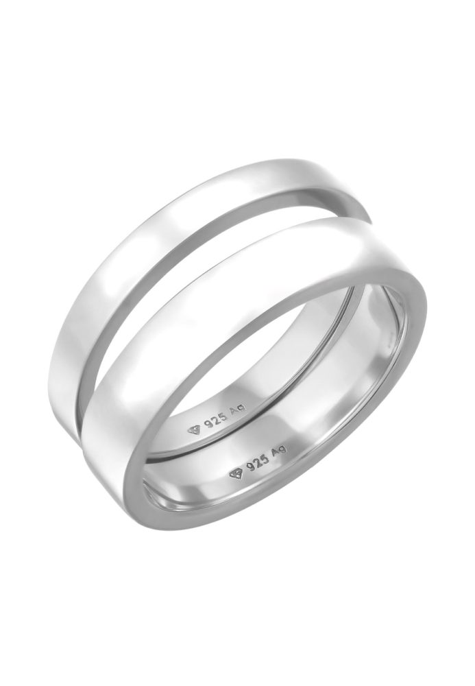 KUZZOI Herrenring 925 Sterling Silber 2er Set Casual Look Ringe 1 ct