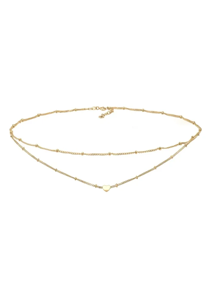 Elli Choker Layer Look Kugelkette Herz Trend 925 Silber Ketten 1 ct Damen