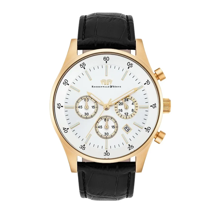 Rhodenwald & Söhne Armband-Uhr Goodwill aus Echtleder in gelbgold Uhren 1 ct Herren