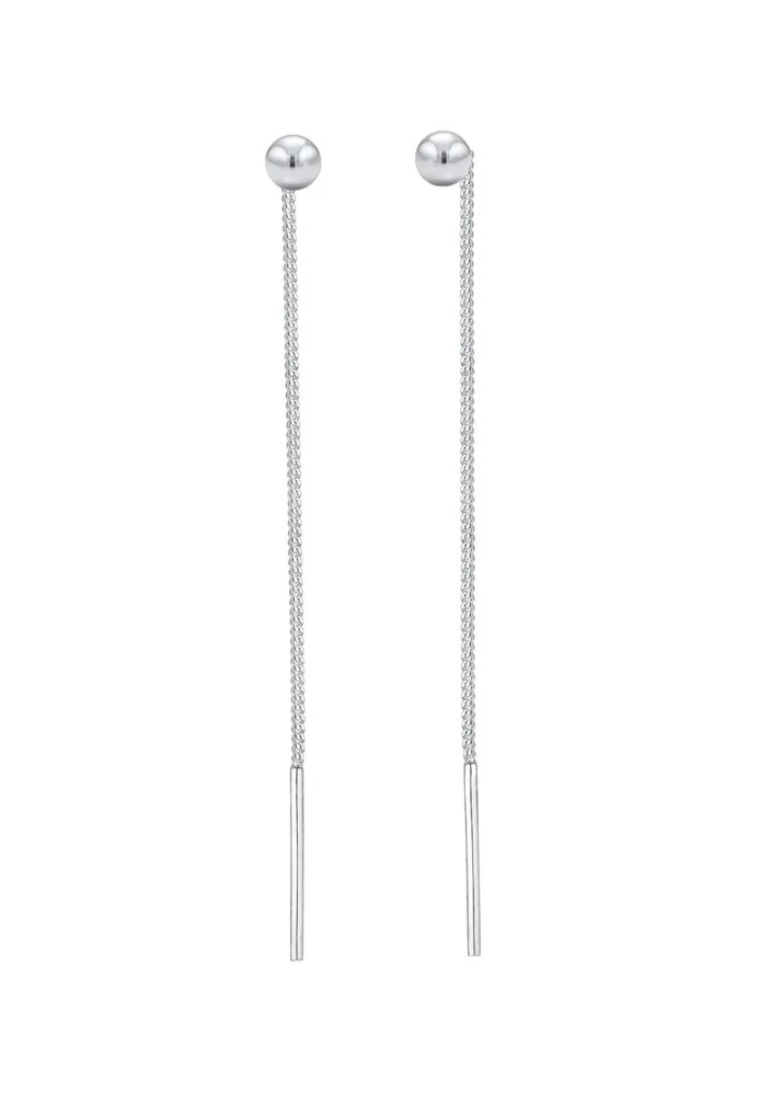 Elli - Ohrringe Hänger Geo Kugel Basic Durchziehen, One Size, Silber