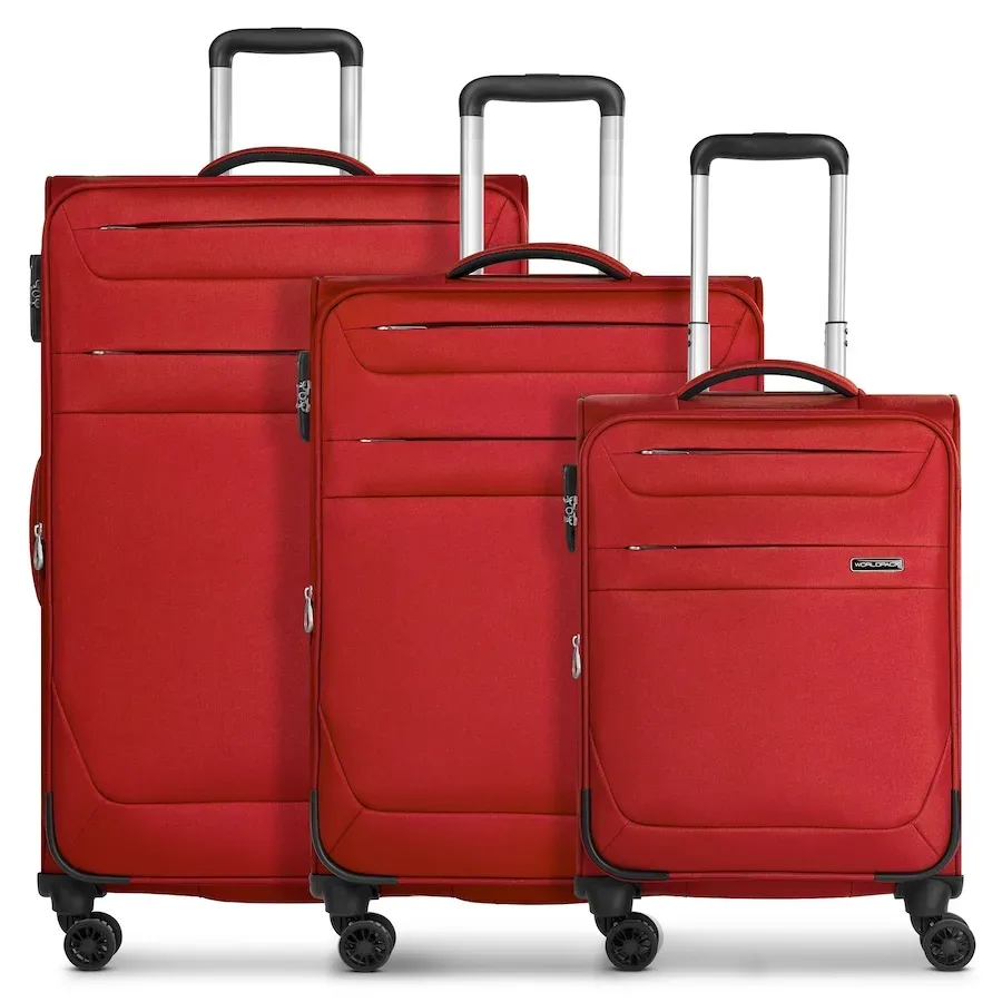 Worldpack Chicago 4 Rollen Kofferset 3-teilig mit Dehnfalte Reisetaschen 1 ct Dunkelrot Herren