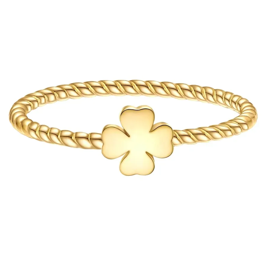 Glanzstücke München Ring Kleeblatt aus Sterling Silber in Gelbgold Ringe 1 ct Damen