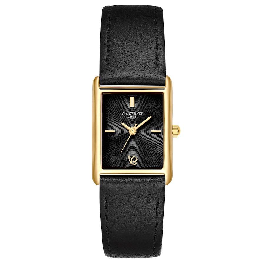 Glanzstücke München Armband-Uhr aus Echtleder in schwarz Uhren 1 ct Damen