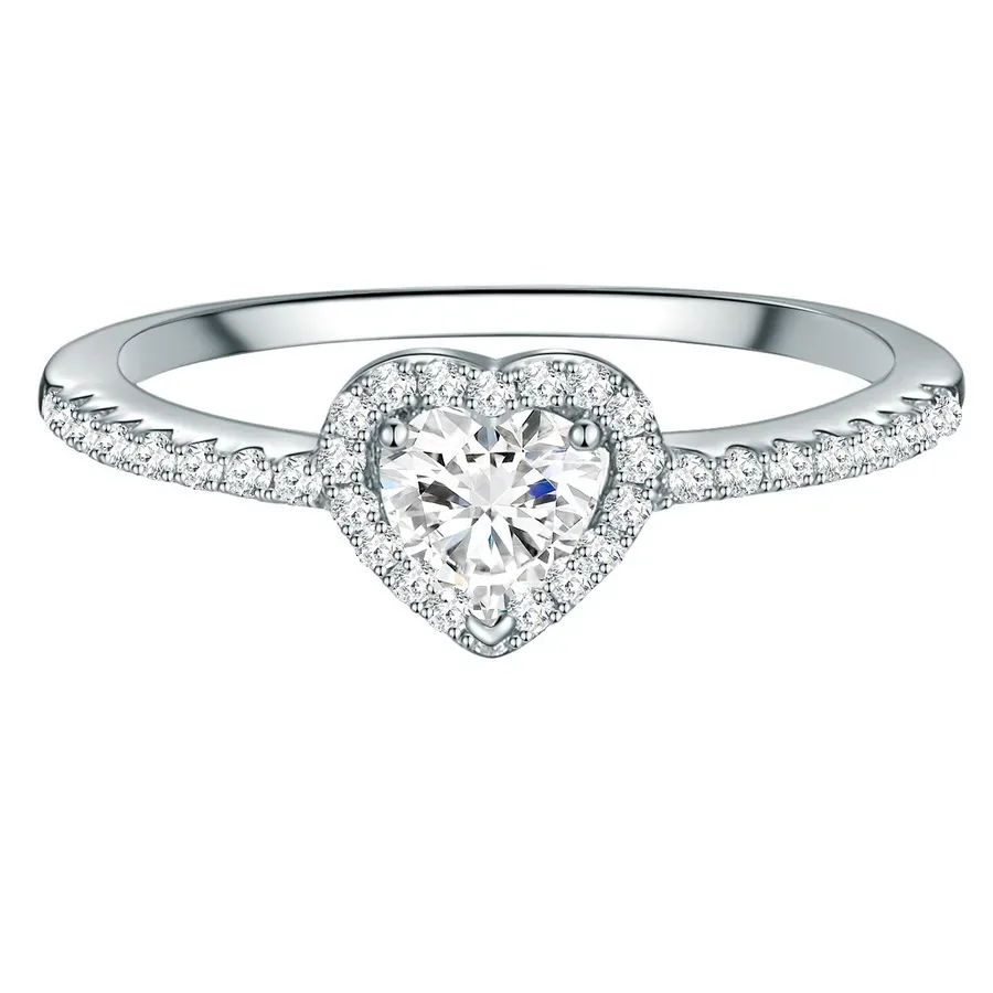 Trilani Ring Herz aus Sterling Silber in silber mit Zirkonia Ringe 1 ct Damen