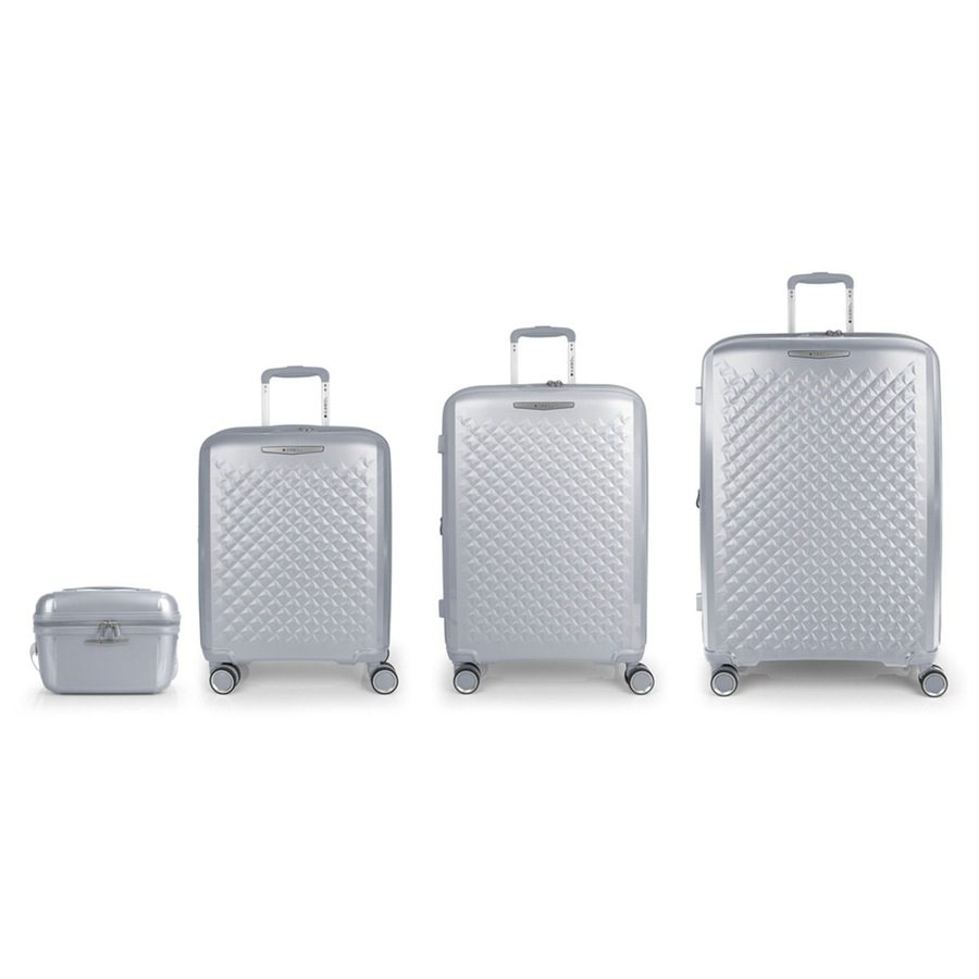 Gabol Queens 4 Rollen Kofferset 4-teilig mit Dehnfalte Reisetaschen 1 ct Silber Herren