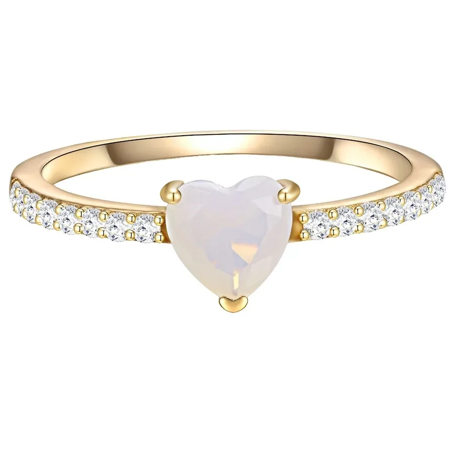 Glanzstücke München Ring Herz aus Sterling Silber in gelbgold mit Mondstein (synth.) Ringe 1 ct Damen