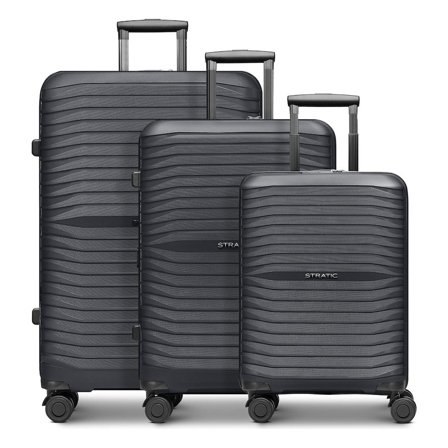 Stratic Shine 4 Rollen Kofferset 3-teilig mit Dehnfalte Koffer & Trolleys 1 ct Schwarz Herren