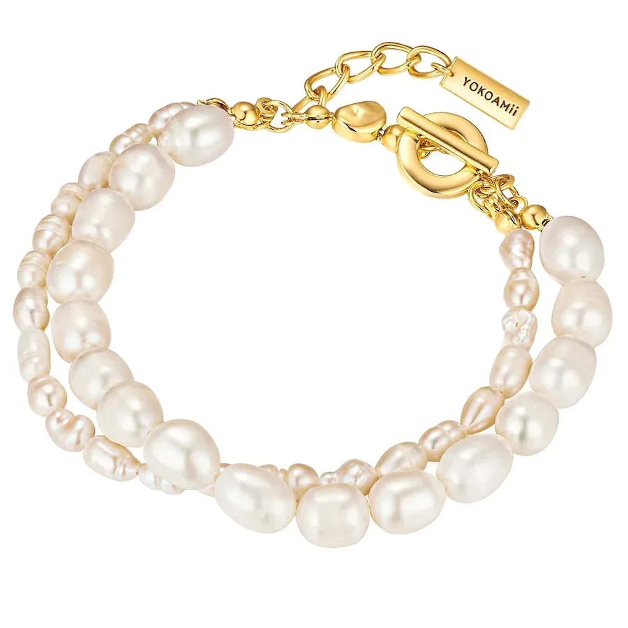 Yokoamii Armband Metall Süßwasser-Zuchtperle in Gelbgold Armbänder & Armreife 1 ct Damen