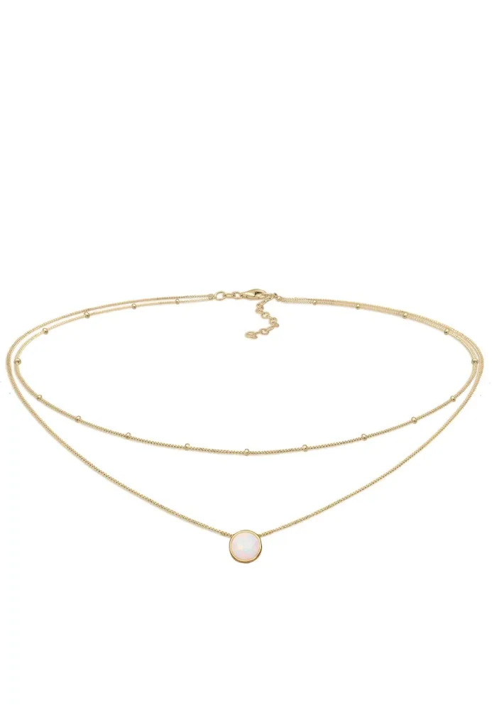 Elli - Halskette Choker Layer Opal, 36cm, Gold