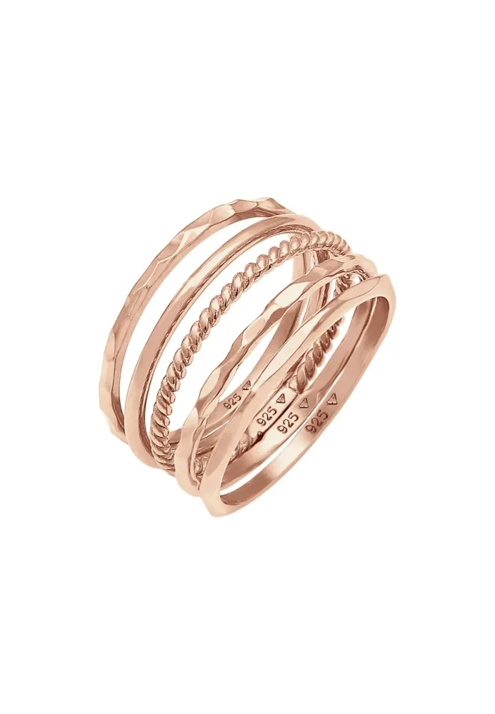 Elli - Ring 5Er Set Basic, 56mm, Goldrosa