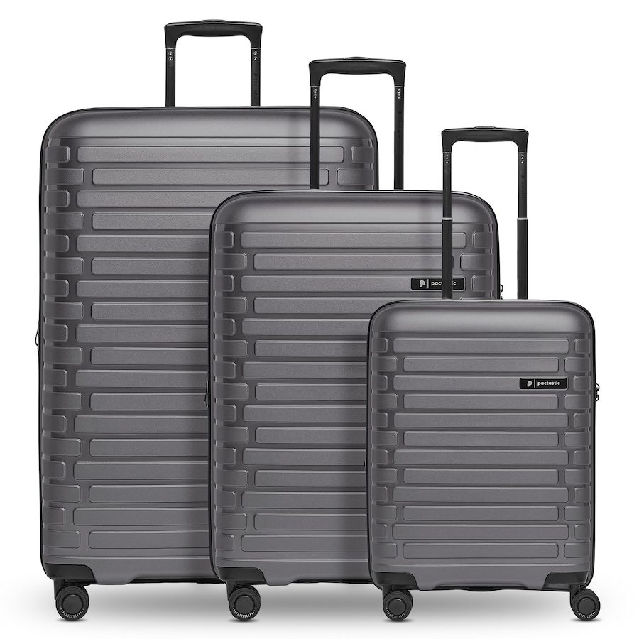 Pactastic Collection 04 THE THREE SET + 4 Rollen Kofferset 3-teilig mit Dehnfalte Reisetaschen 1 ct Grau Herren