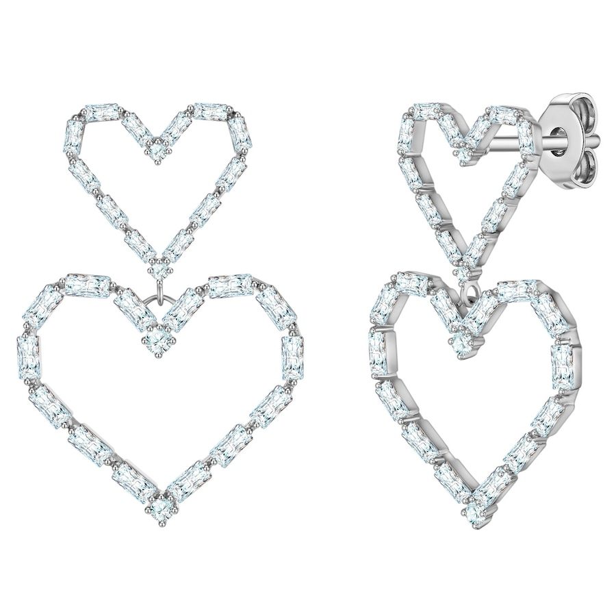 Yokoamii Ohrhänger Herz aus Messing in silber mit Zirkonia Ohrringe 1 ct Damen