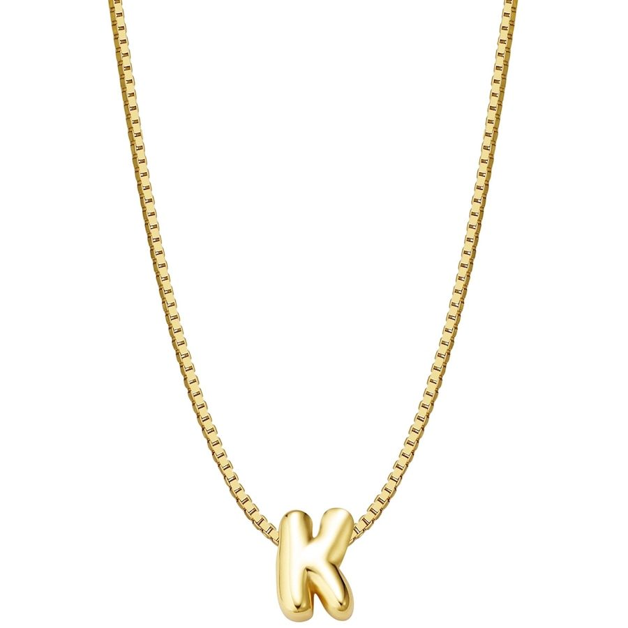 Glanzstücke München Halskette Buchstabe K aus Sterling Silber in gelbgold Ketten 1 ct Damen