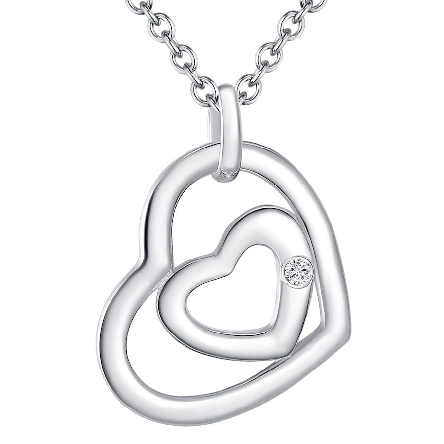 Lulu & Jane Diamant-Kette Herz Sterling Silber Diamant in Silber Ketten 1 ct Damen