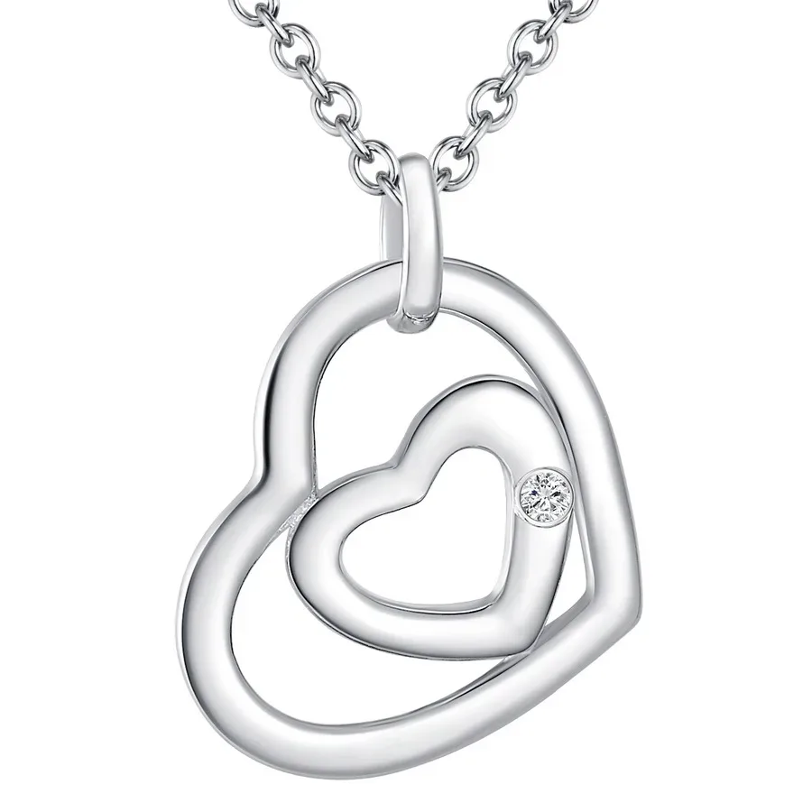 Lulu & Jane - Diamant-Kette Herz, 40cm, Silber