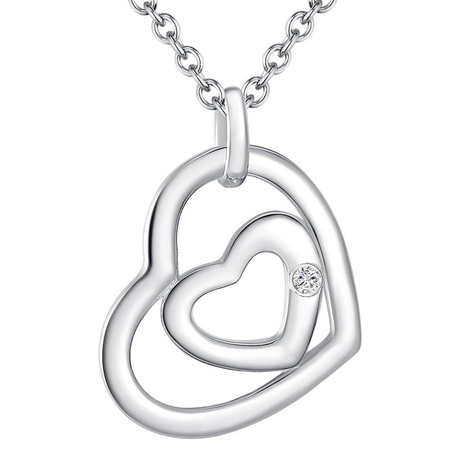 Lulu & Jane Diamant-Kette Herz Sterling Silber Diamant in Silber Ketten 1 ct Damen