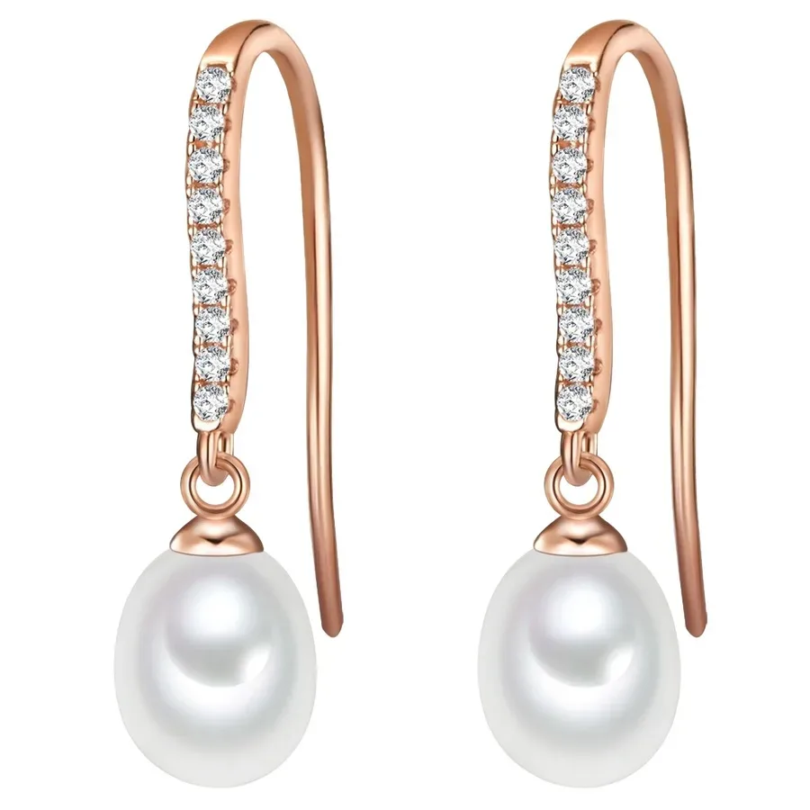 Valero Pearls - Perlen-Ohrhänger, 25mm, Goldrosa
