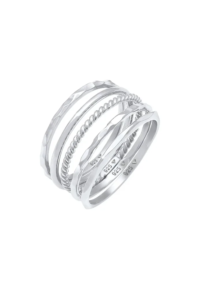 Elli - Ring 5Er Set Basic, 52mm, Silber