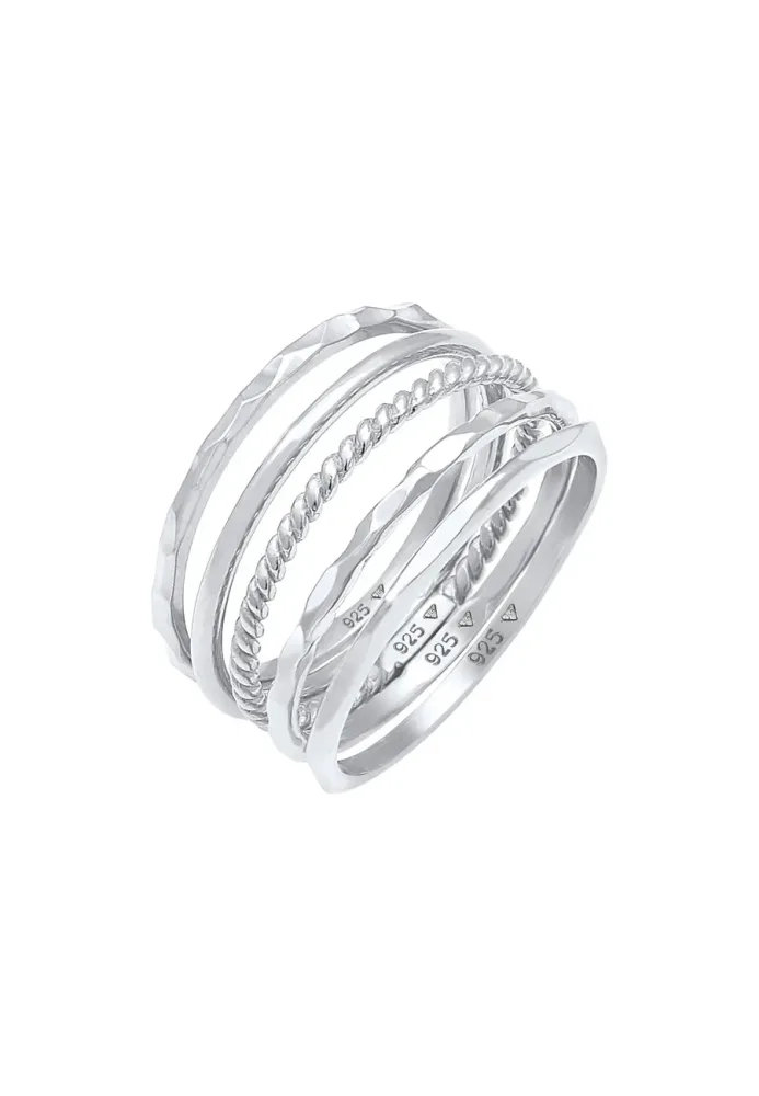 Elli - Ring 5Er Set Basic, 58mm, Silber