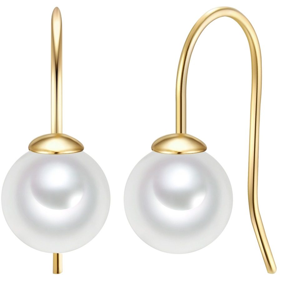 Trilani Perlen-Ohrhänger Sterling Silber Muschelkernperle in Gelbgold Ohrringe 1 ct Damen