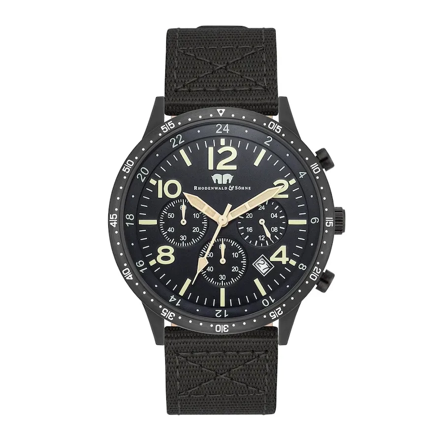 Rhodenwald & Söhne Chronograph Flight Captain in Silber Nylon in Grün Uhren 1 ct Herren