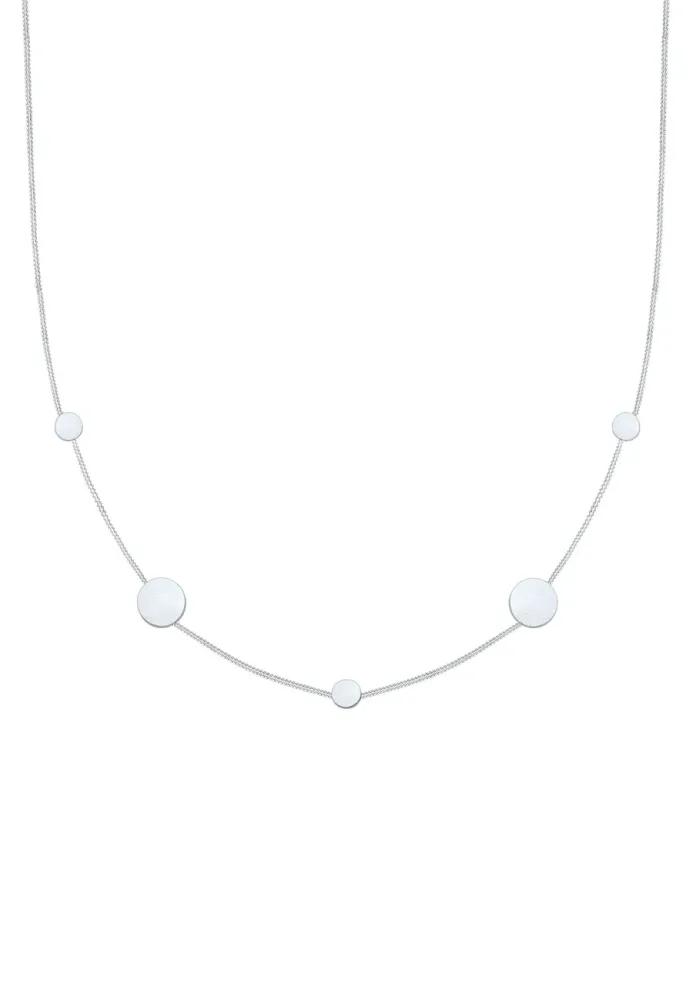 Elli Panzerkette Kreis Plättchen Geo Matt 925 Silber Ketten 1 ct Damen