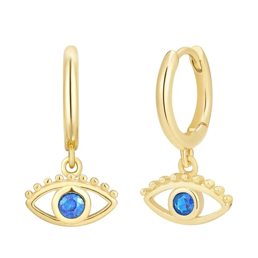 Glanzstücke München Creolen Allsehendes Auge aus Sterling Silber in Gelbgold mit Zirkonia Ohrringe 1 ct Damen