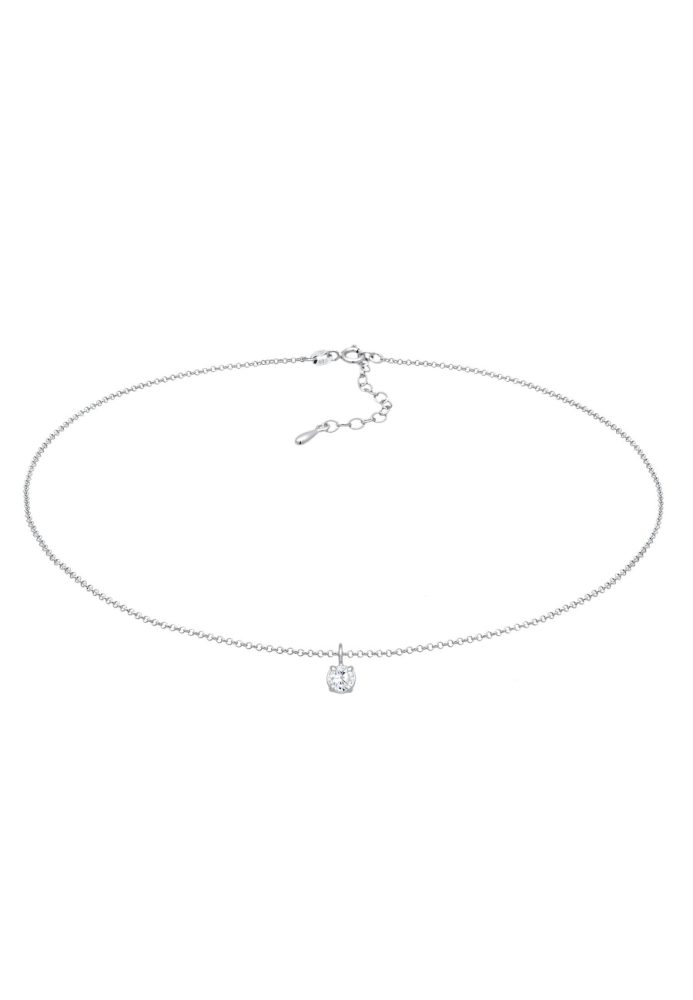 Elli Choker Zirkonia Solitär Basic 925 Sterling Silber Ketten 1 ct Damen