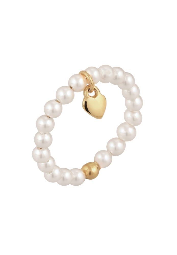 Elli Herz mit Perlen von Swarovski® 925 Sterling Silber vergoldet Ringe 1 ct Damen