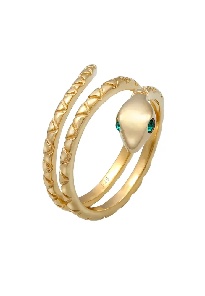 Elli Wickelring Schlange mit Kristallen von Swarovski® 925 Silber vergoldet Ringe 1 ct Damen