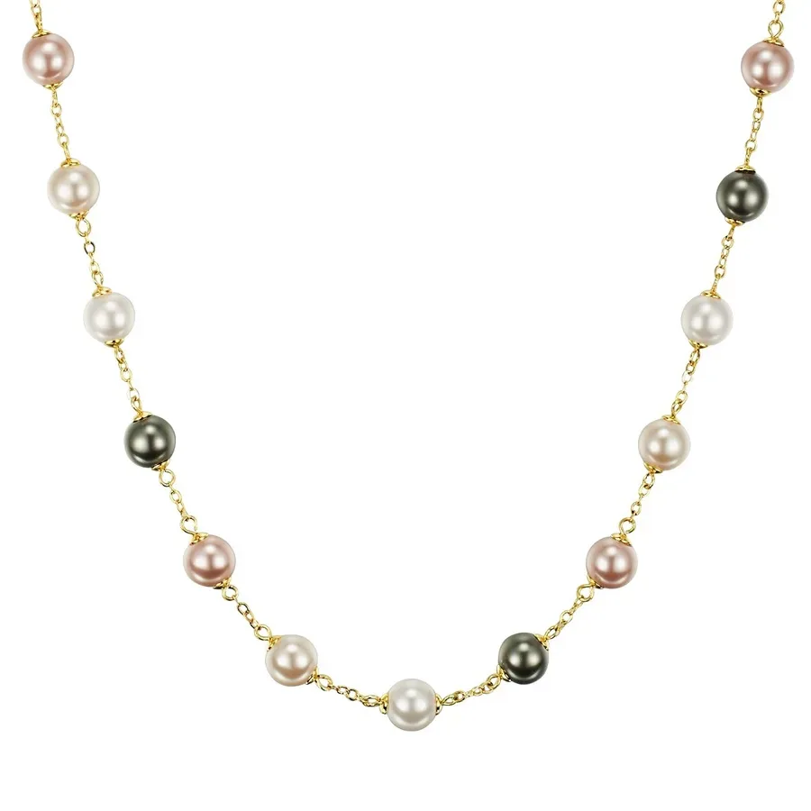 Lulu & Jane Halskette Metall-Legierung Perle (synth.) in Gelbgold Ketten 1 ct Damen