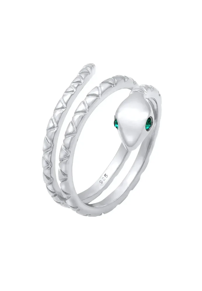 Elli Wickelring Schlange mit Kristallen von Swarovski® 925 Silber vergoldet Ringe 1 ct Damen