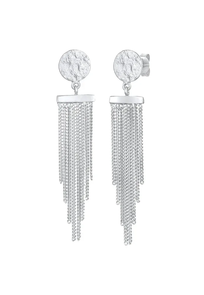 Elli - Ohrringe Plättchen Ketten Look Elegant, One Size, Silber