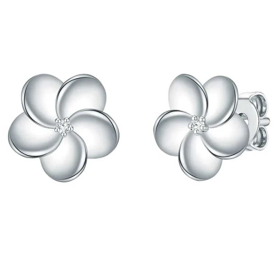 Lulu & Jane - Diamant-Ohrstecker Blume, 10mm, Silber