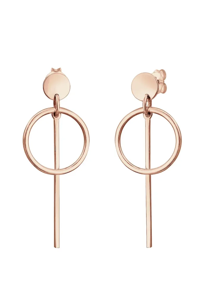 Elli - Ohrringe Hänger Kreis Stab, One Size, Goldrosa